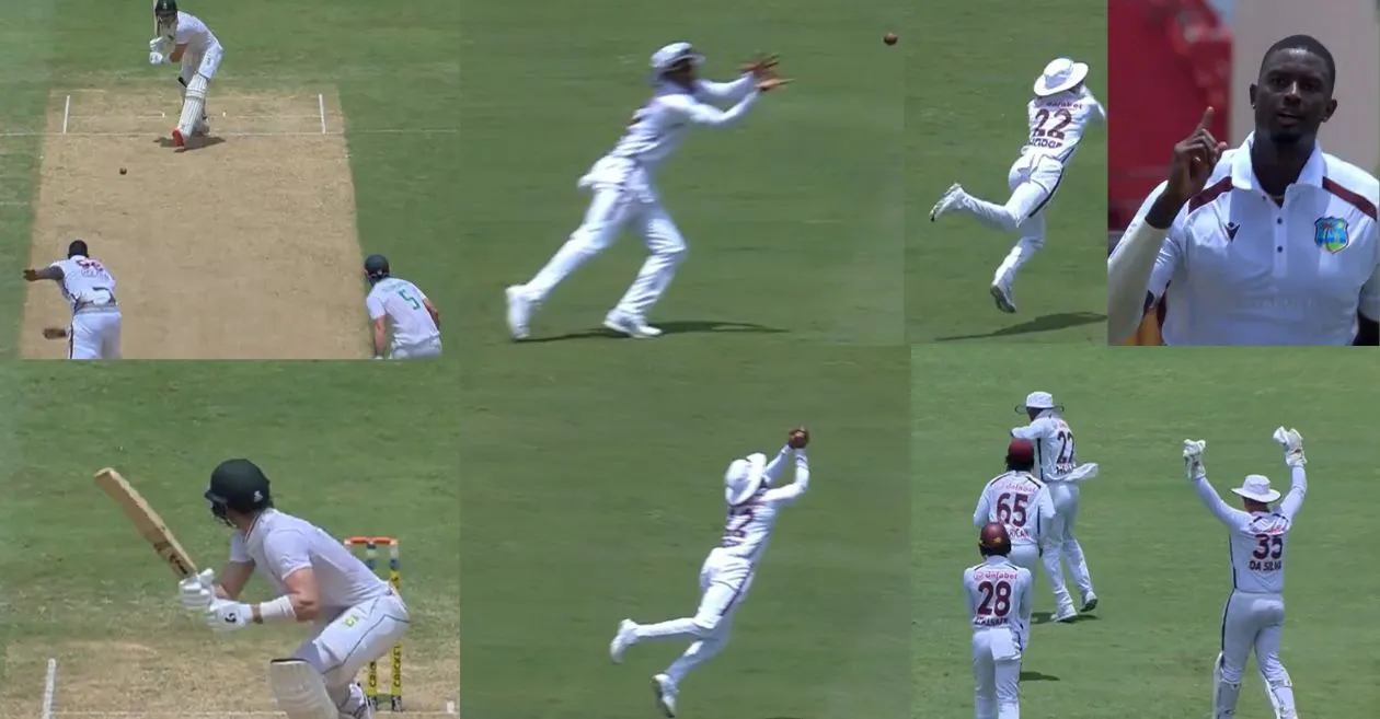 WI vs SA : Kavem Hodge plucks a stunning catch to dismiss Tristan Stubbs on Day 1 of the 2nd Test