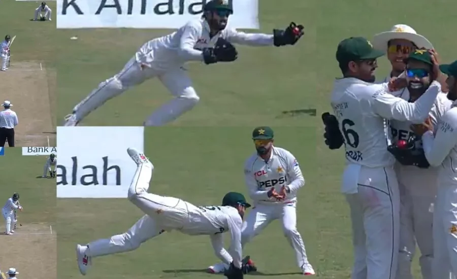 PAK vs BAN : Mohammad Rizwan grabs a screamer to dismiss Zakir Hasan on Day 3 of the first Test