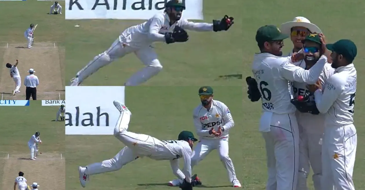 PAK vs BAN : Mohammad Rizwan grabs a screamer to dismiss Zakir Hasan on Day 3 of the first Test