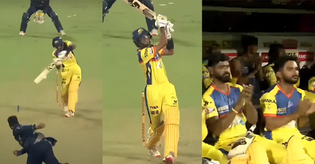 Rahul Dravid’s son Samit smashes a spectacular six in the Maharaja Trophy T20 2024