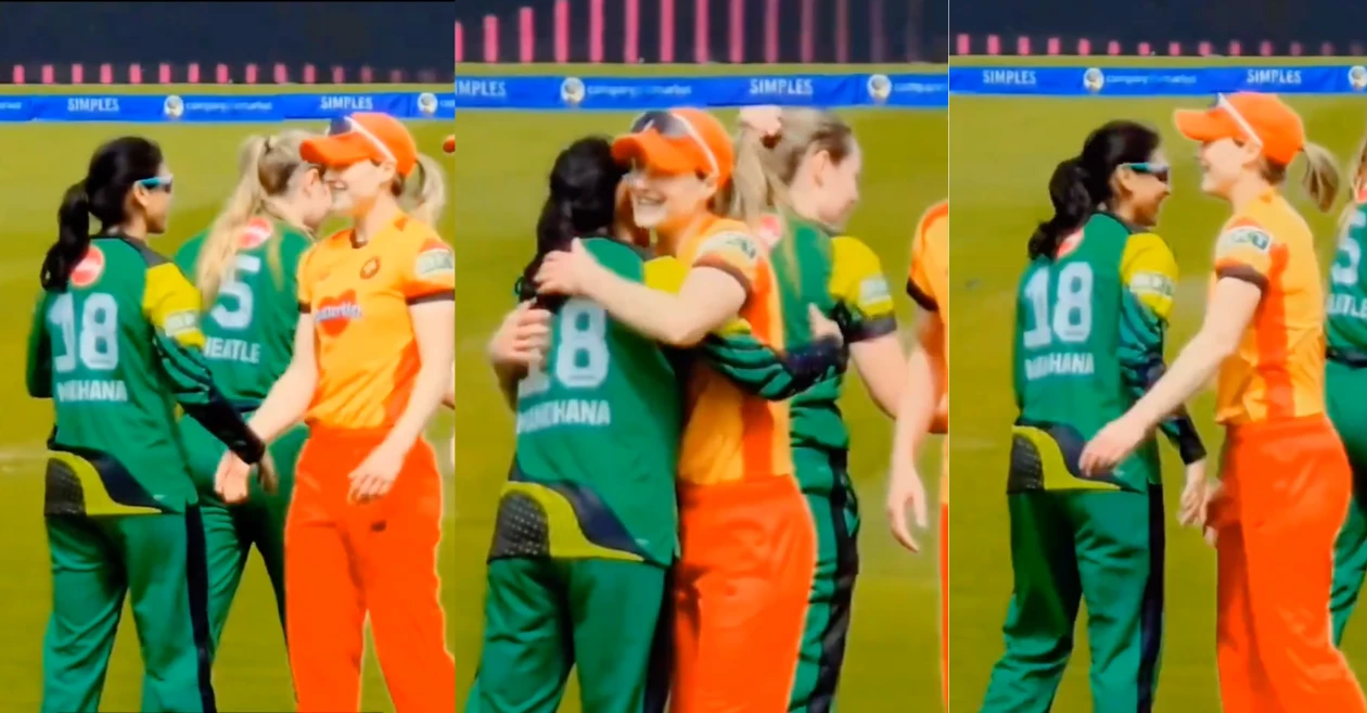 Ellyse Perry warmly hugs Smriti Mandhana after Birmingham Phoenix vs Southern Brave’s game | The Hundred Women 2024