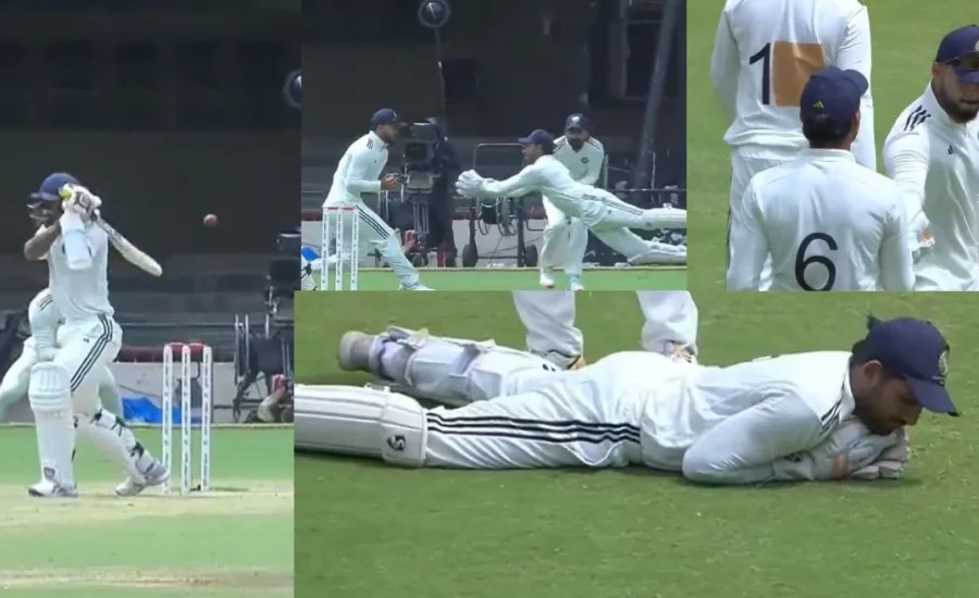 Dhruv Jurel pulls off an unbelievable catch to dismiss Abhimanyu Easwaran in Duleep Trophy 2024