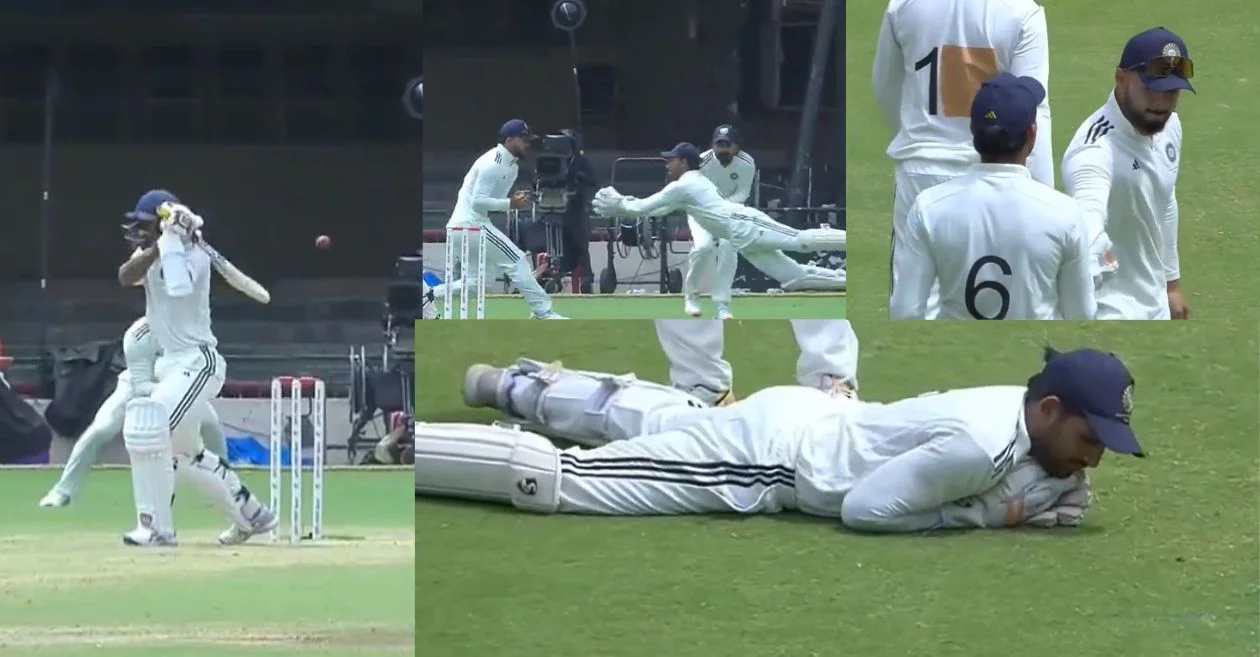 Dhruv Jurel pulls off an unbelievable catch to dismiss Abhimanyu Easwaran in Duleep Trophy 2024