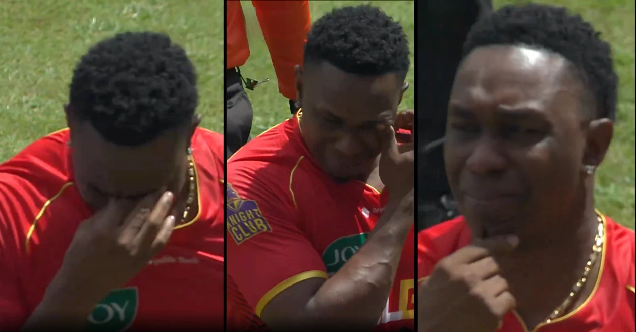 Dwayne Bravo breaks down in tears after playing his last CPL T20 match