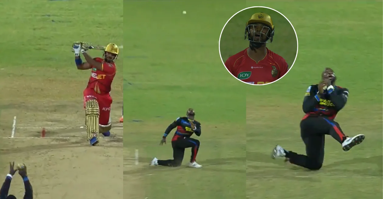 Fabian Allen take a spectacular catch to dismiss Nicholas Pooran in CPL 2024