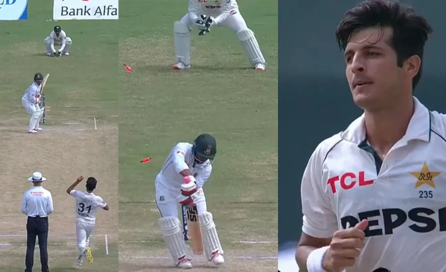 PAK vs BAN : Mir Hamza delivers an absolute peach to send Zakir Hasan packing on Day 5 of 2nd Test