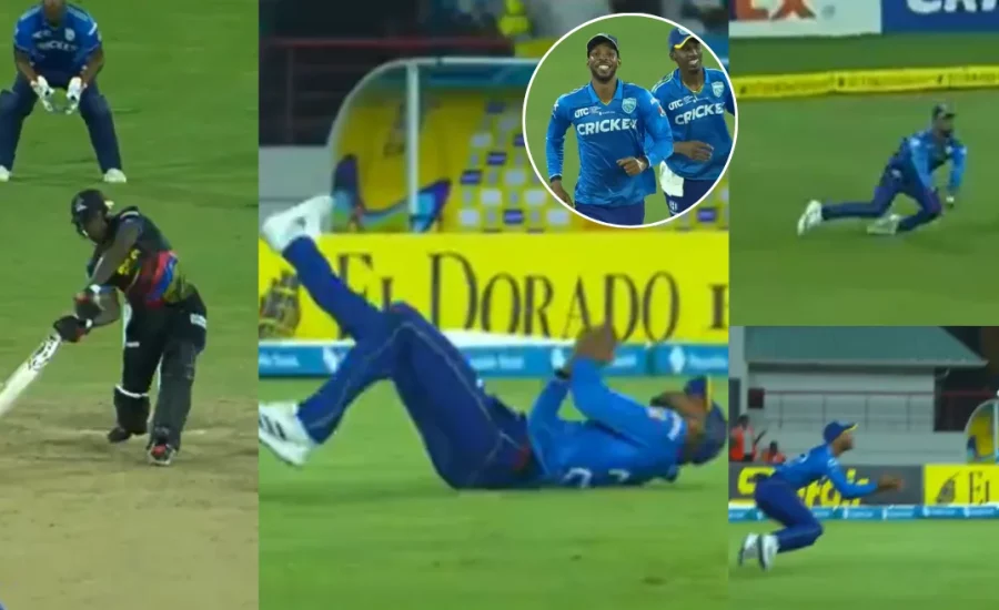 Roston Chase takes a stunning catch to dismiss Fabian Allen in CPL 2024