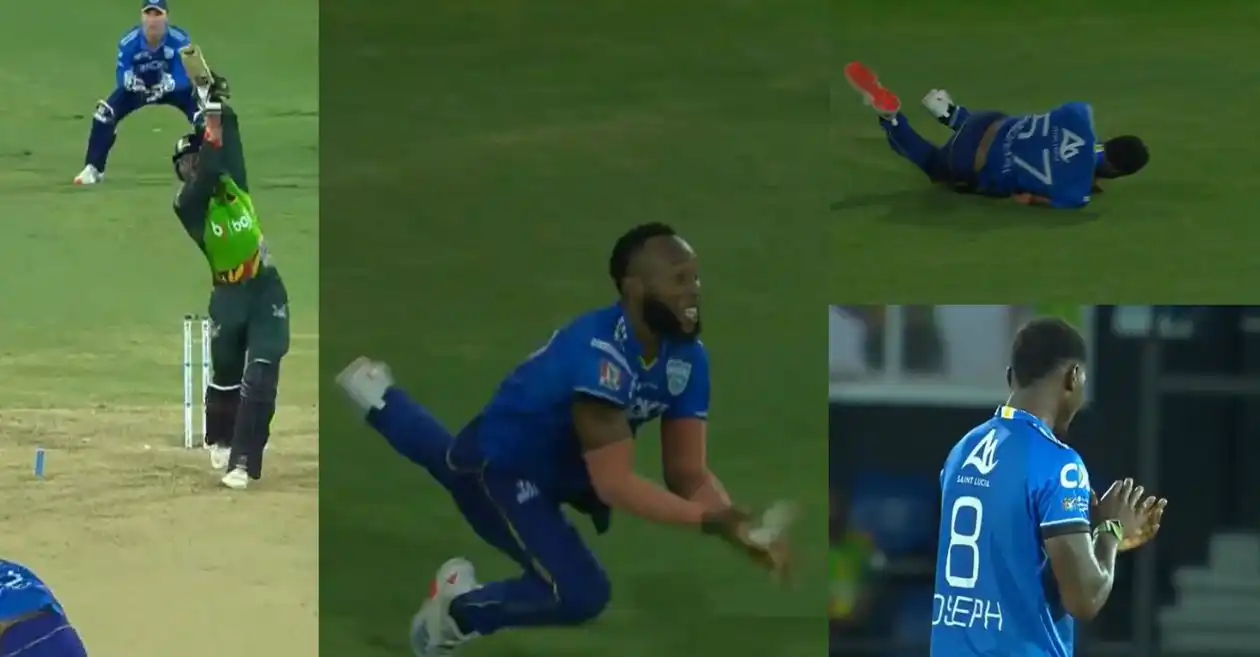 Shadrack Descarte takes a screamer to dismiss Mikyle Louis in CPL 2024