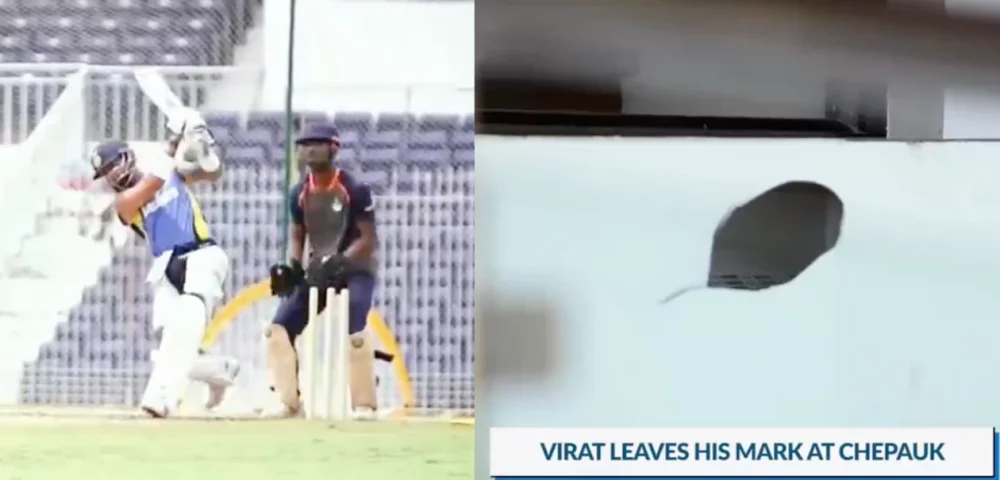 Virat Kohli breaks Chepauk wall with a powerful six in the practice session for Bangladesh Tests