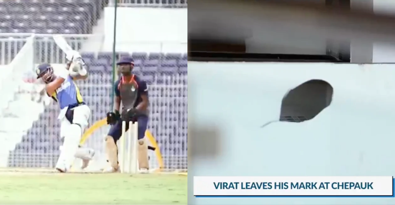 Virat Kohli breaks Chepauk wall with a powerful six in the practice session for Bangladesh Tests