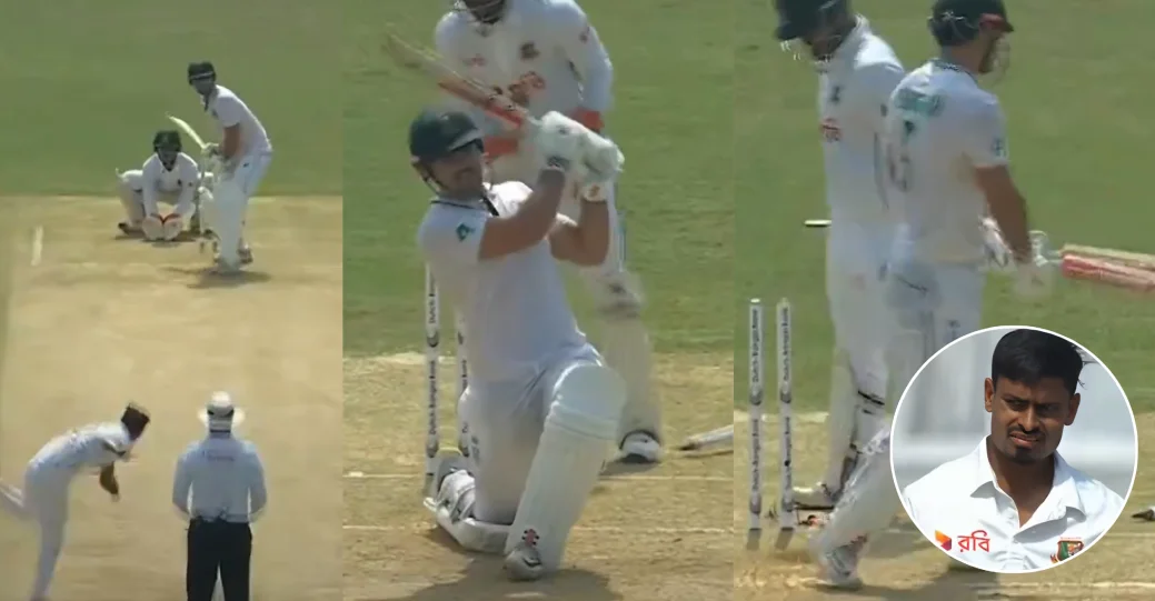 BAN vs SA : Taijul Islam bowls an absolute ripper to dismiss David Bedingham on Day 2 of the second Test