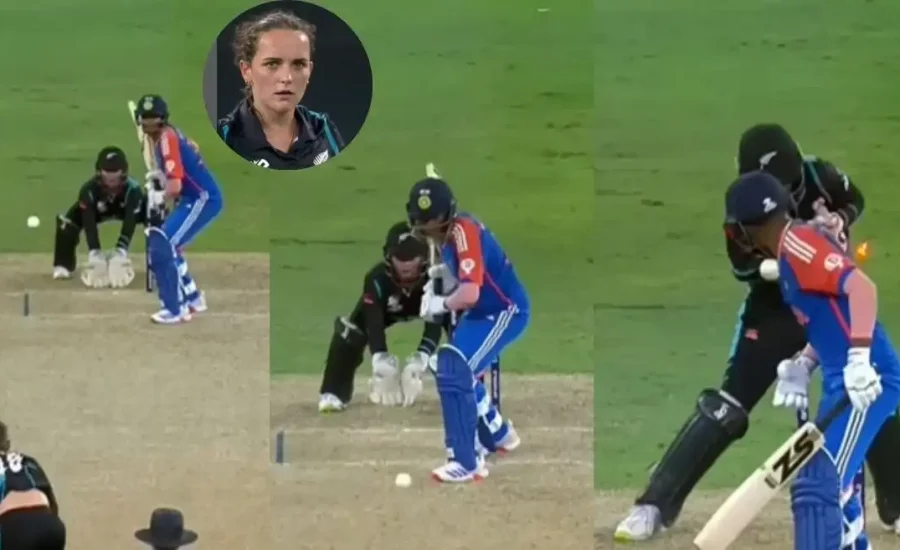 Amelia Kerr cleans up Pooja Vastrakar with an unplayable googly in Women’s T20 World Cup 2024