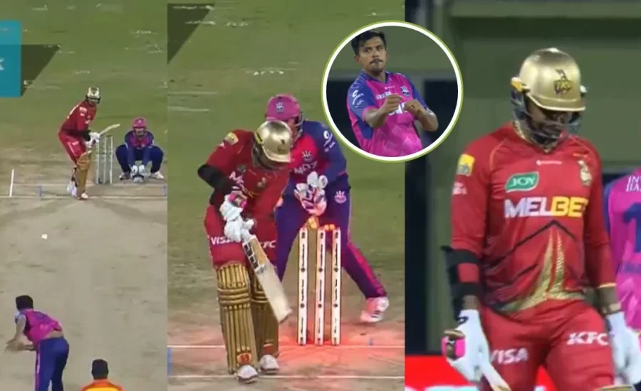 Maheesh Theekshana cleans up Sunil Narine with an unplayable delivery in CPL 2024 Eliminator