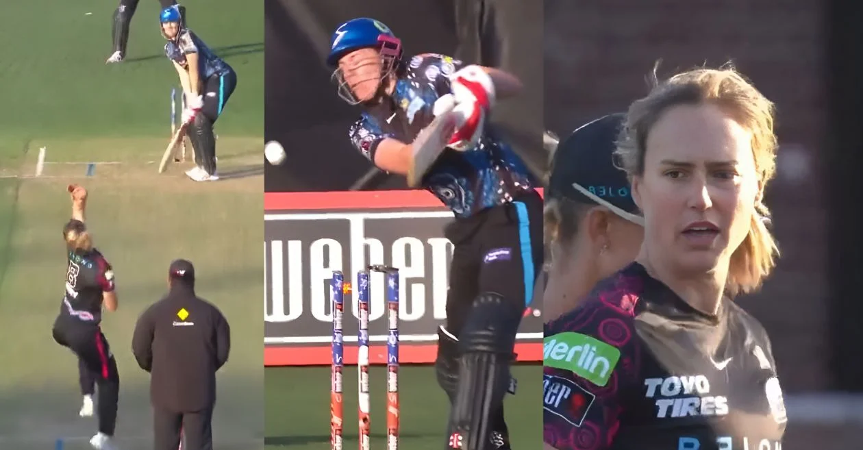 Ellyse Perry delivers an unplayable ball to dismiss Tahlia McGrath in the WBBL 2024