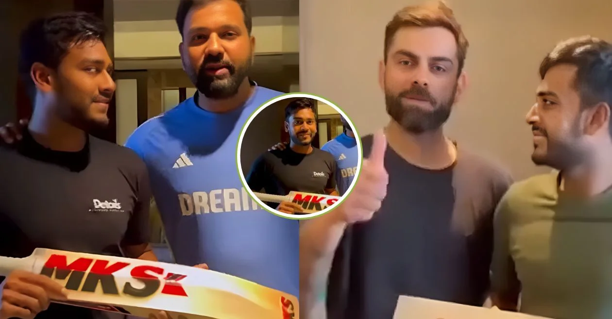 Virat Kohli thanks Mehidy Hasan Miraz in Bengali for the gifted bat, Rohit Sharma follows up with a special message