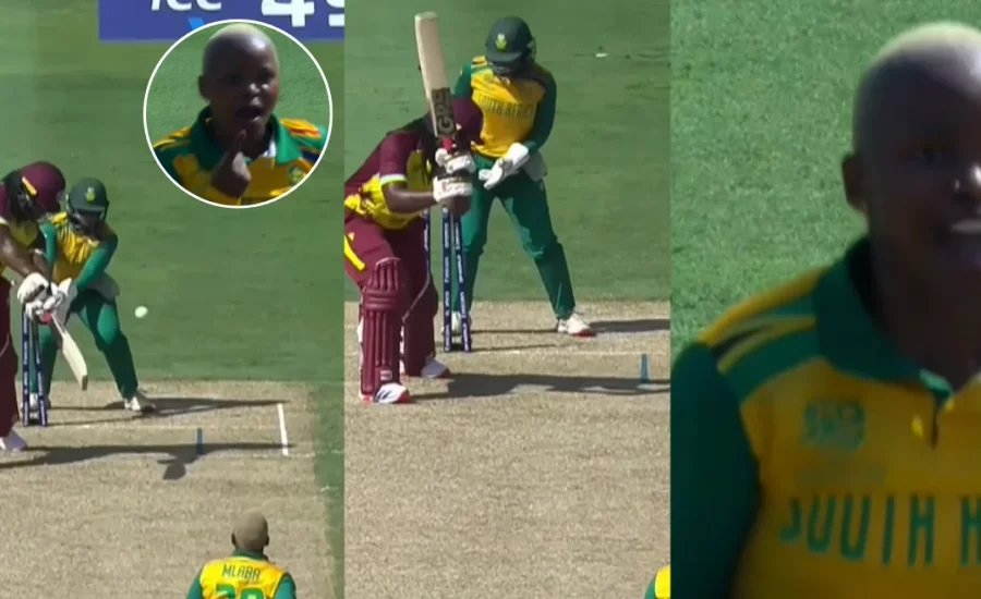 Nonkululeko Mlaba bowls an absolute jaffa to remove Qiana Joseph in Women’s T20 World Cup 2024