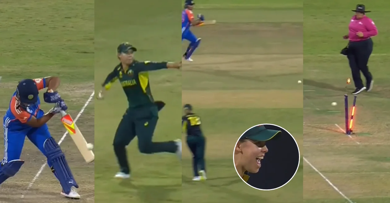 Phoebe Litchfield hits a bullseye to dismiss Richa Ghosh in Women’s T20 World Cup 2024