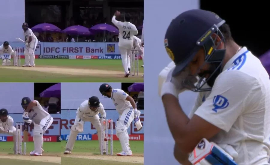 IND vs NZ : Rohit Sharma stands in disbelief after his unlucky dismissal on Day 3 of Bengaluru Test