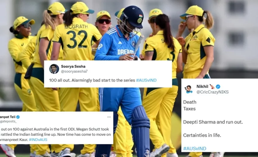 Fans troll Harmanpreet Kaur’s Indian team for getting bowled out for just 100 runs in the 1st ODI against Australia