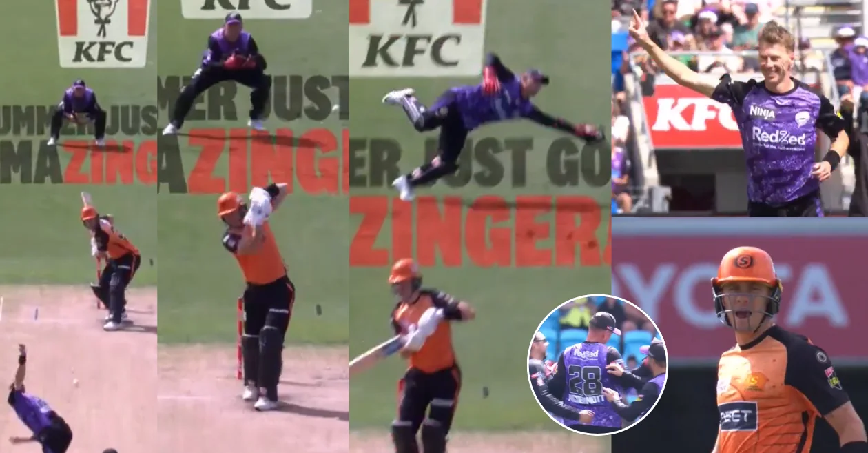 Ben McDermott’s incredible one handed catch of Finn Allen in the BBL 2024-25