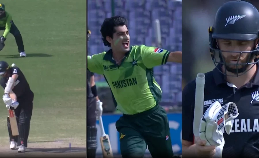 PAK vs NZ : Naseem Shah’s pumped up celebration after dismissing Kane Williamson in Champions Trophy 2025