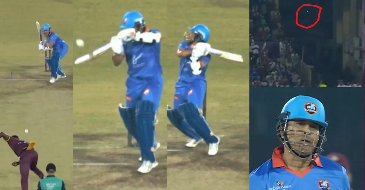 Sachin Tendulkar recreates his iconic upper cut against Jerome Taylor in IML 2025 final