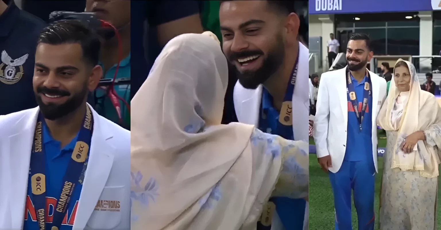 Virat Kohli touches the feet of Mohammad Shami’s mother in a heartwarming gesture after India’s Champions Trophy 2025 win