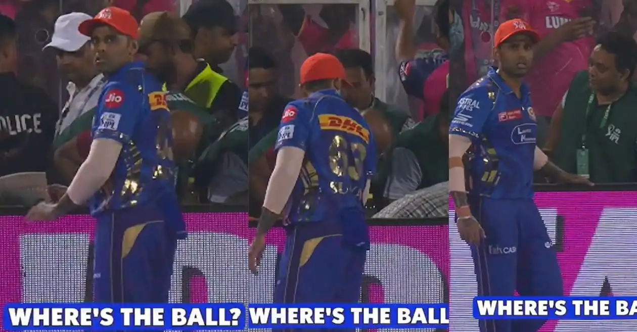 Suryakumar Yadav spotted searching for the lost ball as RR vs MI IPL 2025 match turns into gully cricket