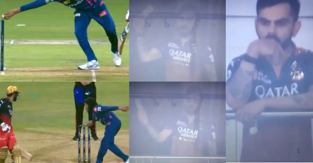 Furious Virat Kohli nearly throws bottle after Digvesh Rathi’s non-striker run-out attempt on Jitesh Sharma in LSG vs RCB IPL 2025 clash