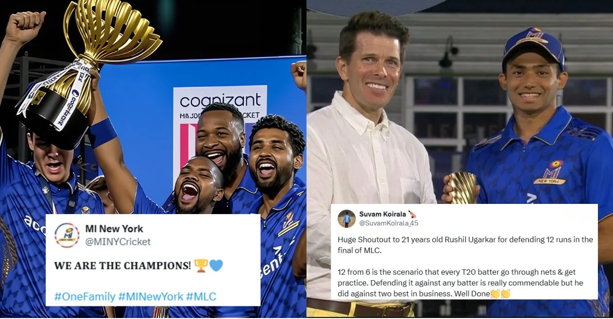 MLC 2025 Final: Fans erupt as Rushil Ugarkar’s heroics power MI New York to second title with nail-biting win over Washington Freedom