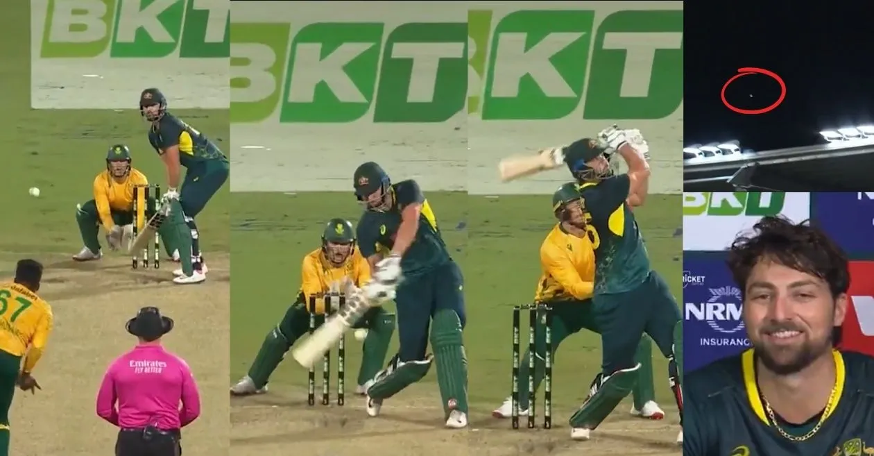 Tim David smashes towering six onto stadium roof in AUS vs SA T20I opener
