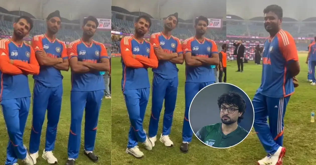 IND vs PAK : Arshdeep Singh, Harshit Rana troll Abrar Ahmed with ‘head tilt’ gesture after Asia Cup 2025 win
