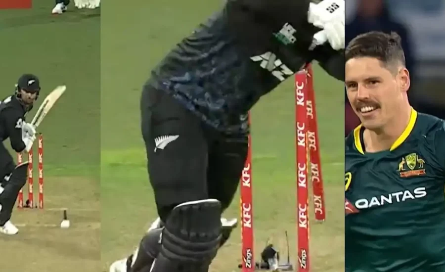 Ben Dwarshuis cleans up Devon Conway with a beauty in NZ vs AUS 1st T20I