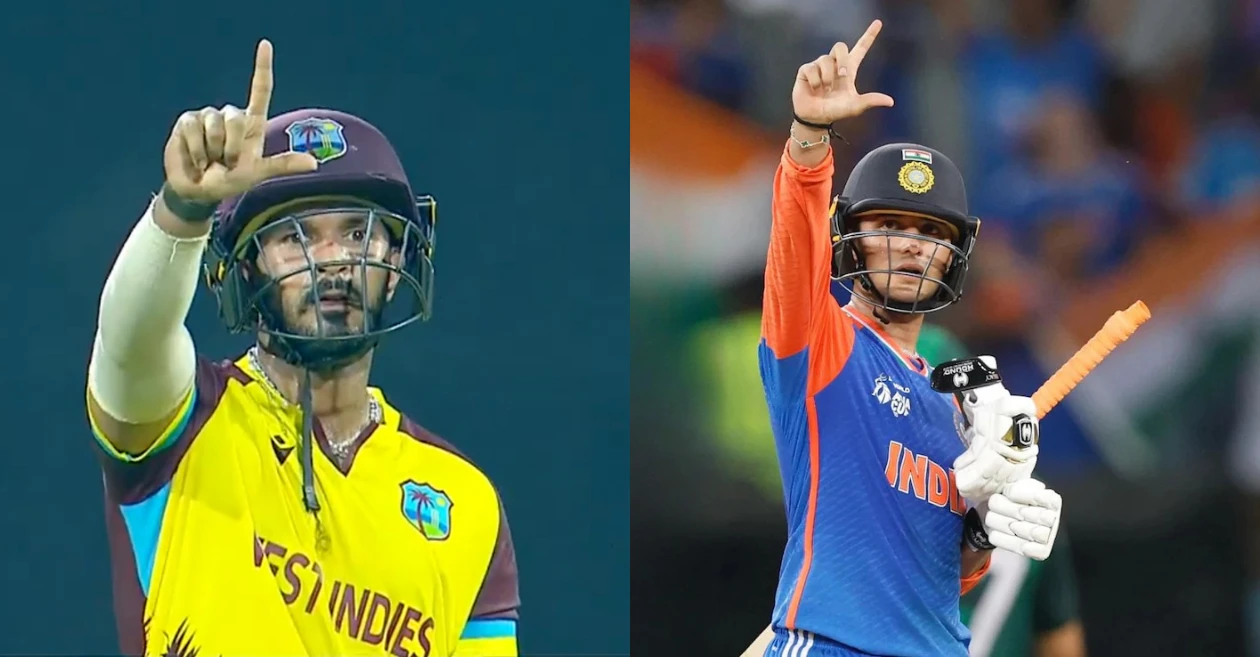 Amir Jangoo does the Abhishek Sharma celebration during West Indies’ consolation win over Nepal in 3rd T20I
